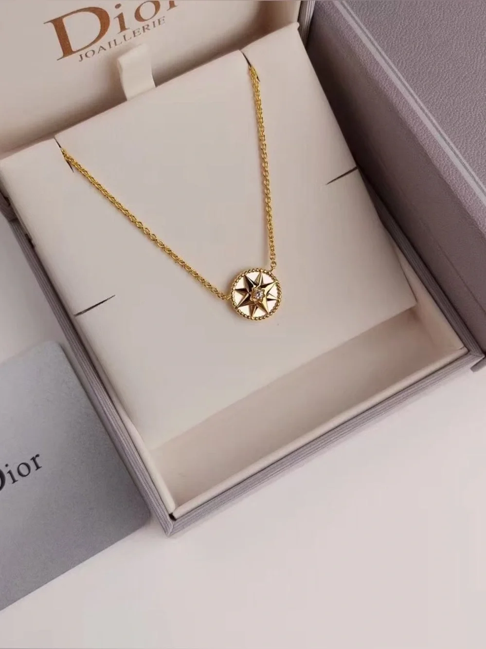 Diorr Gold Star Compass Medallion Necklace